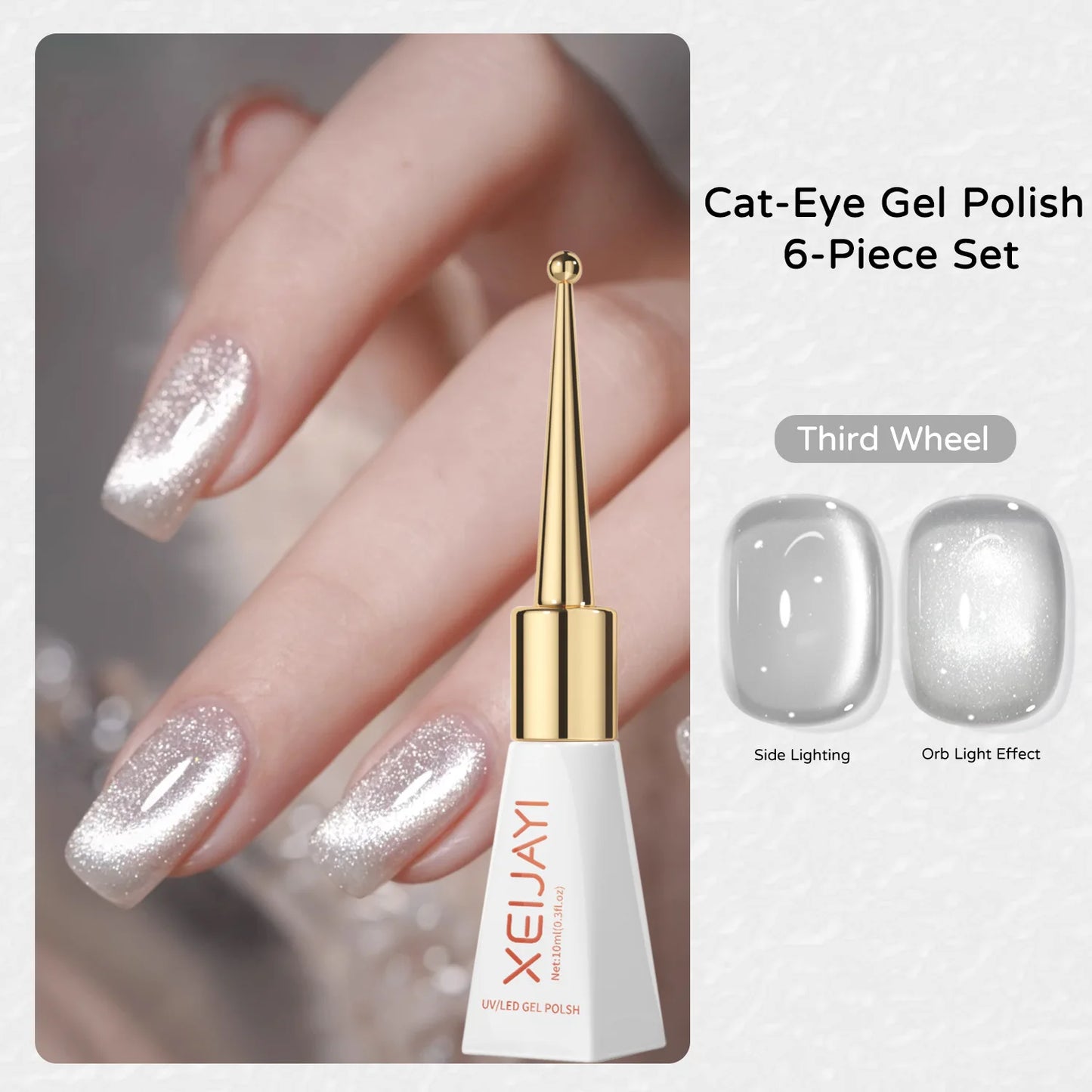 Magnetic Cat Eye Gel Polish | Glass Bead Effect, 6 Colors, 10ml