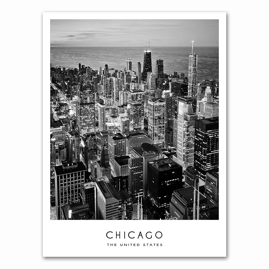 Modern New York London Paris City Wall art Landscape Posters and Prints Black And White Pictures for Living Room Home Decor Peaceful Pleasures Health and Wellness 0457-08 50x70cm