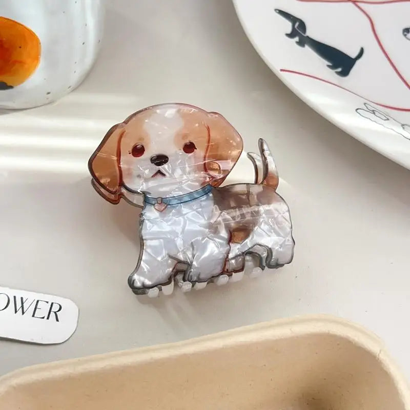 Puppy Dog Hair Claw Clips | Cartoon Acrylic Shark Clips