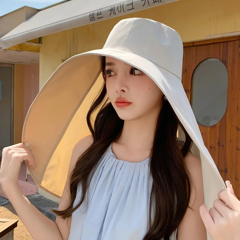 Women's Wide Brim UV Sun Hat with Neck & Face Shield