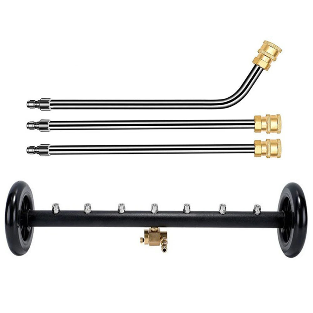 22 Inch High-Pressure Water Broom Extendable 3-Wand Car Chassis High Pressure Washer Car Washing Locomotive Bottom Water Broom Peaceful Pleasures Health and Wellness black