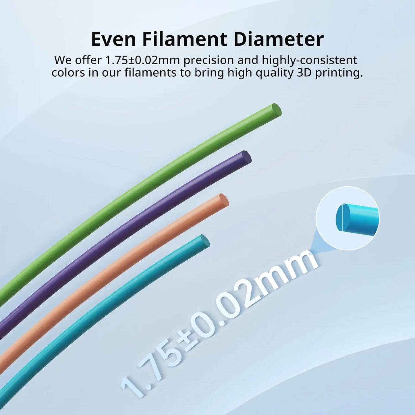 DINGSUN 3D PLA Filament 1.75mm | ±0.02mm Accuracy, 1KG Spool