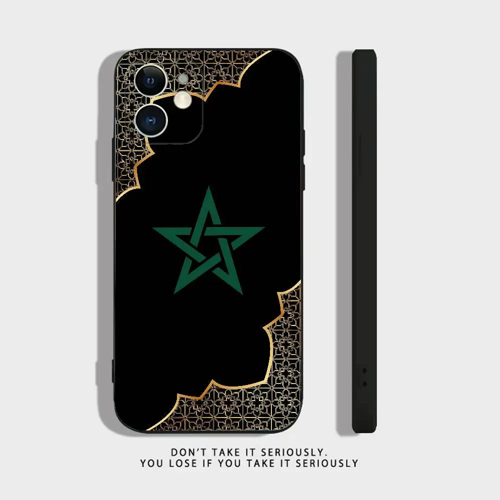 Morocco Flag Phone Case For iPhone 17 16,15,14,13,12,11,Pro,XS,Max,XR,Plus,Mini Soft Silicone Black Shockproof Peaceful Pleasures Health and Wellness