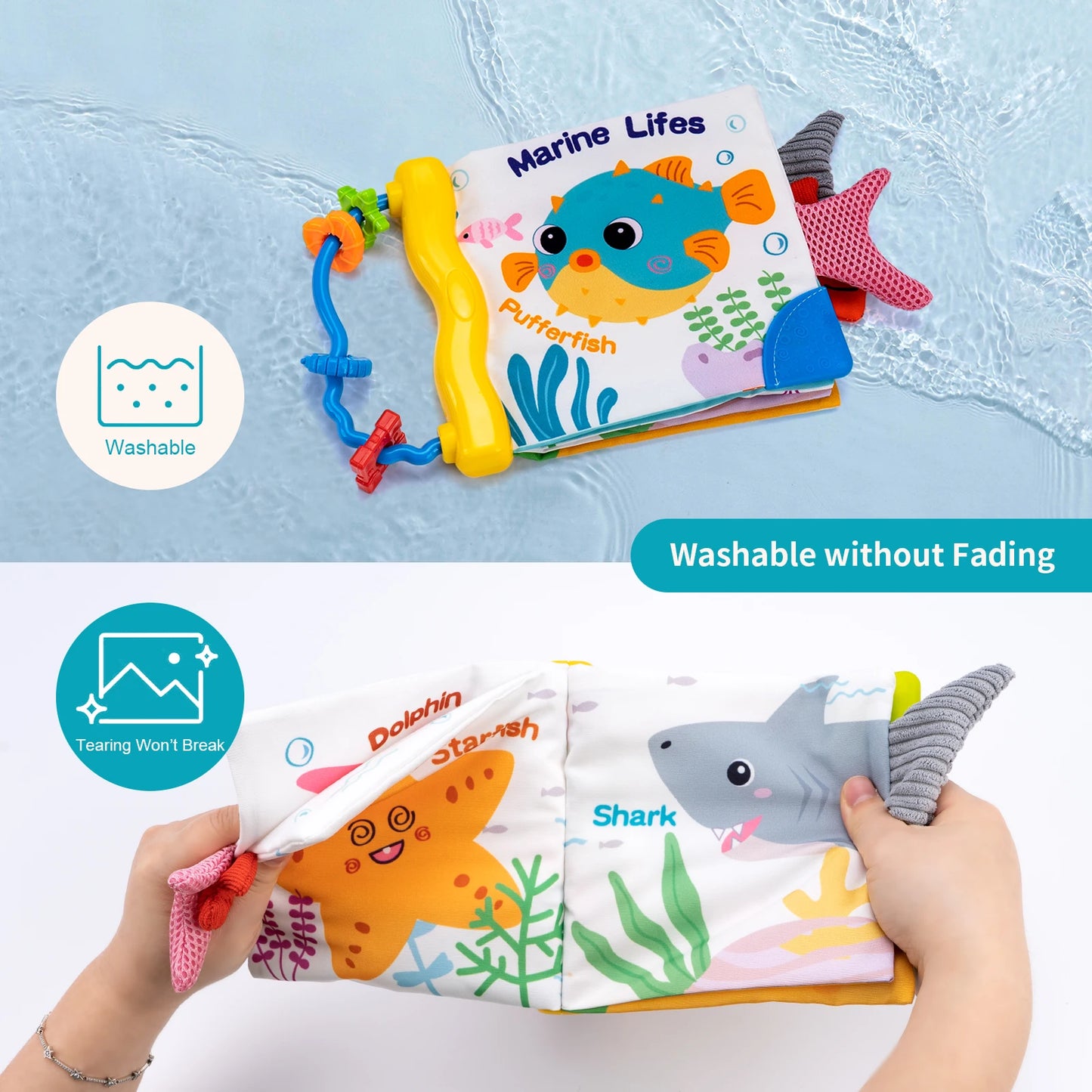 Soft Baby Cloth Book 3D Animal Tail Newborn Montessori Education Toy