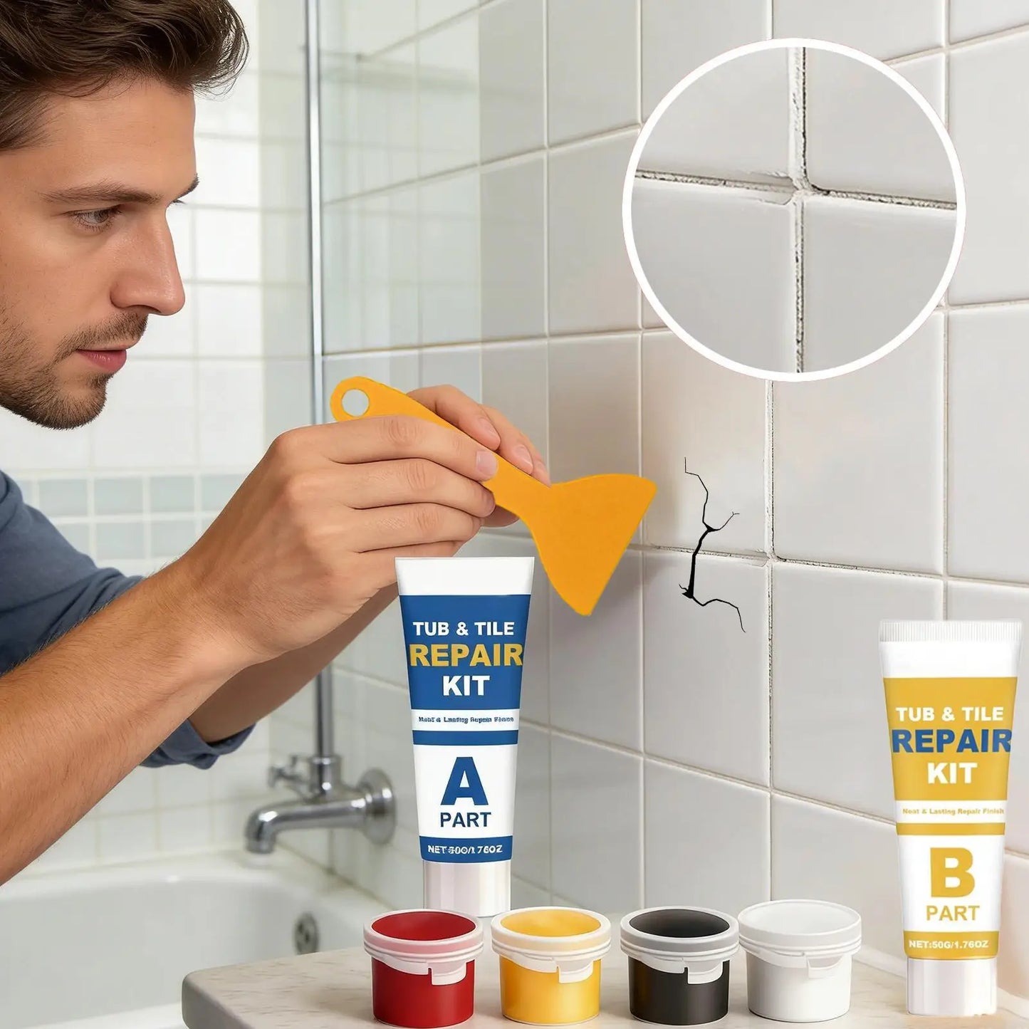 Waterproof Tile & Grout Repair Kit Permanently Seals Cracks Prevents Mold & Leaks For Bathtub, Shower, Bathroom & Kitchen Floors Peaceful Pleasures Health and Wellness