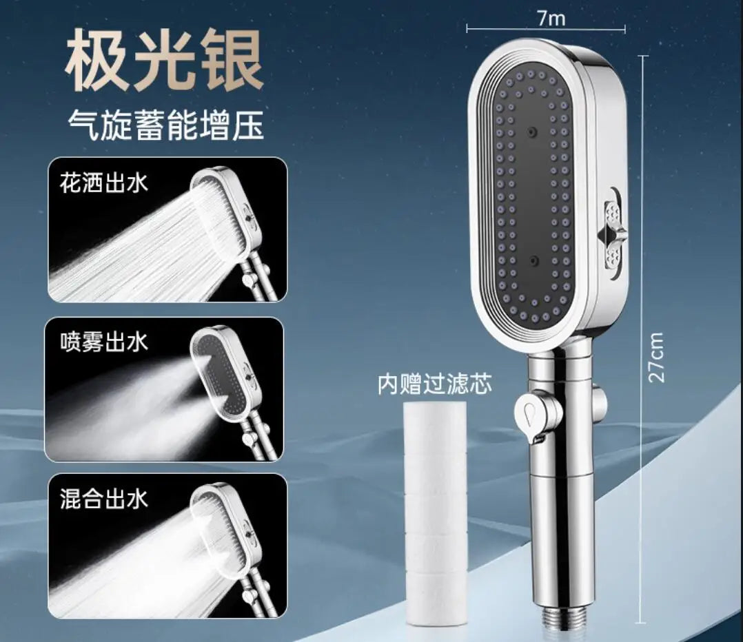 3-Mode High Pressure Handheld Shower Head with Built-In Filter