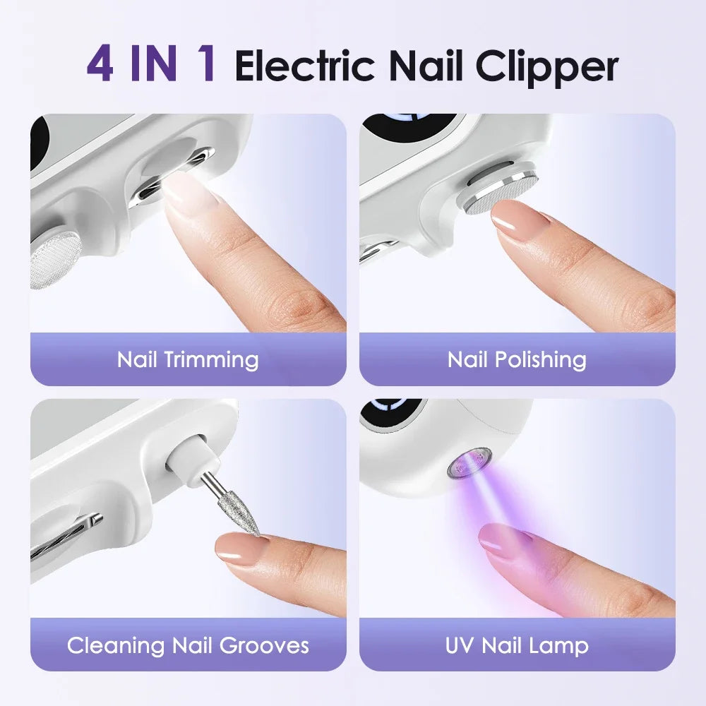 AFDEAL 4-in-1 Electric Nail Trimmer, Drill & UV Lamp | Type-C