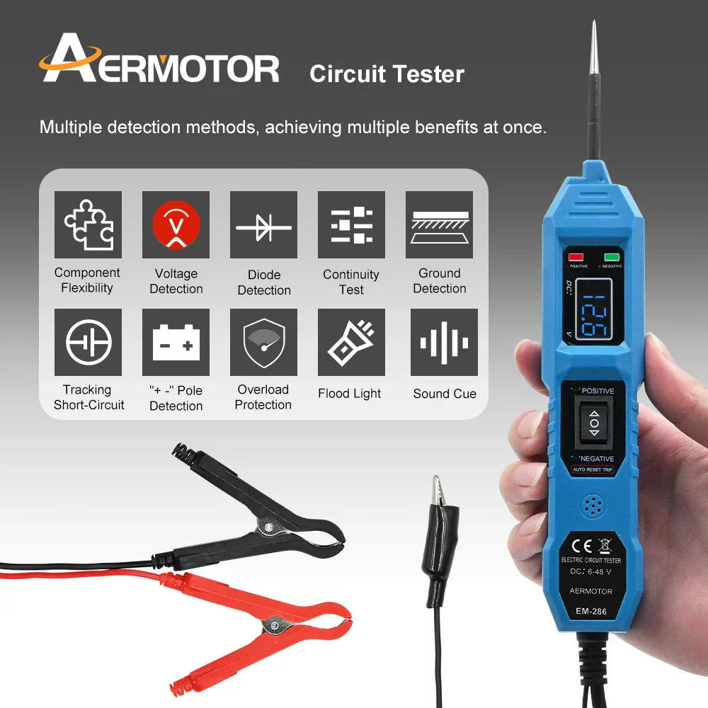 Automotive Circuit Tester Voltage Display LED Probe Kit 6-48V