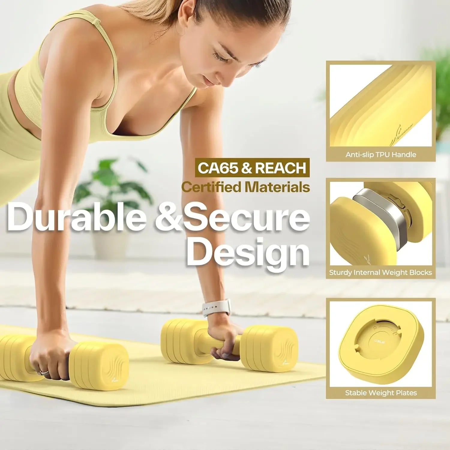 Adjustable Dumbbell Set: 4-in-1 Free Weights for Home Workouts, Soft Rubber Handle, 2lb to 5lb Each Peaceful Pleasures Health and Wellness