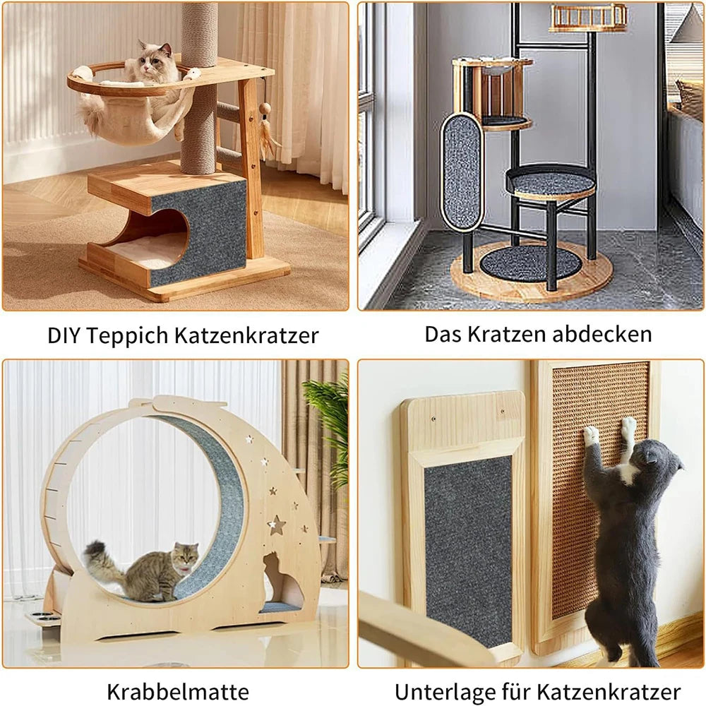 Cuttable Self-Adhesive Cat Scratching Mat Multi-Purpose Sturdy Pad Diy Pet Cat Tree Stand Wall Furniture Step Post Cover Toy Peaceful Pleasures Health and Wellness