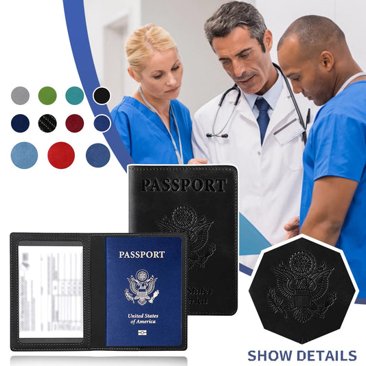 Leather Passport Holder Wallet – Unisex Travel Card Cover Passport Holder Wallet Peaceful Pleasures Health and Wellness