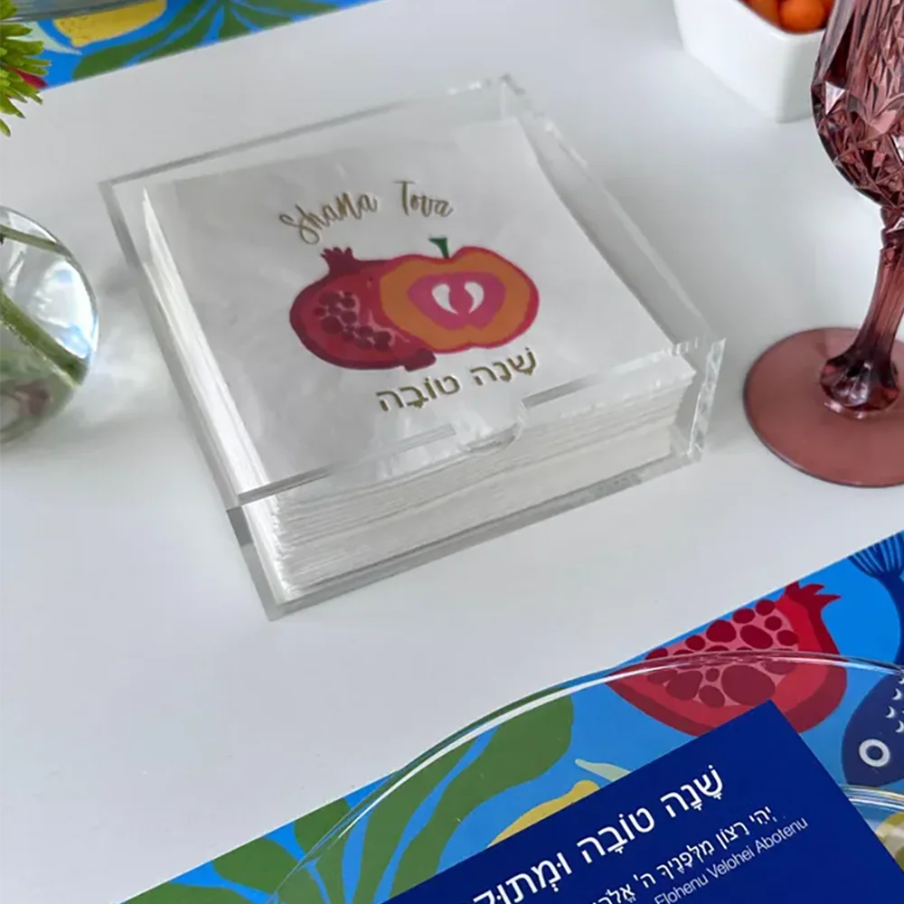 40-Piece Rosh Hashanah Cocktail Napkins | Pomegranate Design Cocktail Napkins Set Peaceful Pleasures Health and Wellness