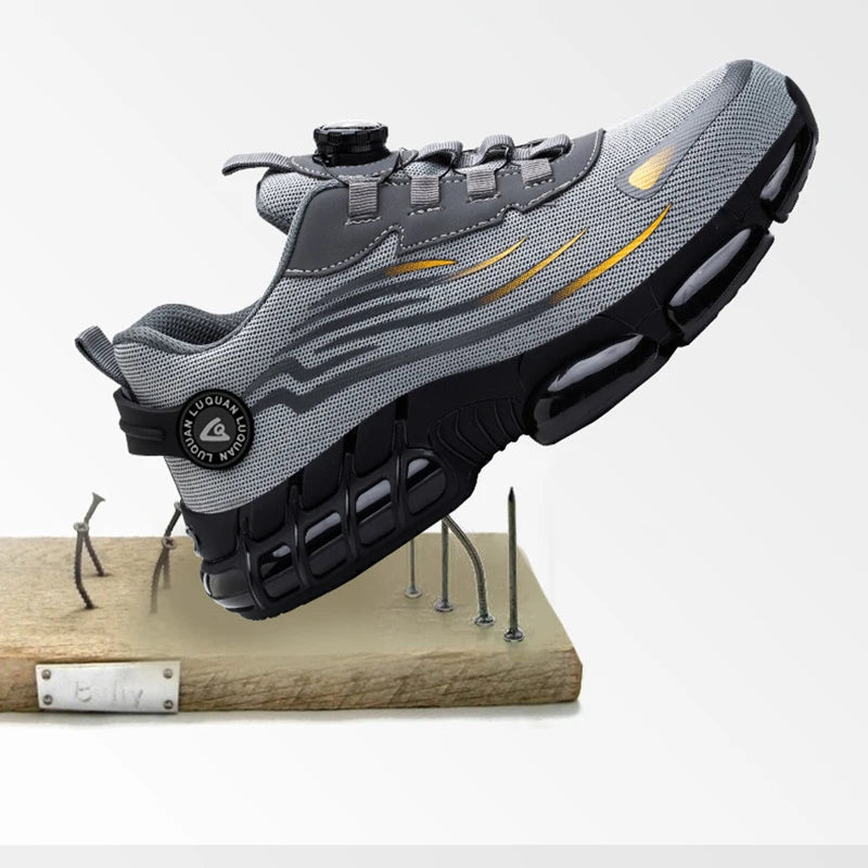 Rotary Knob Work Safety Shoes Anti-puncture Air-flying Woven Safety Shoes Construction Site Anti-slip Peaceful Pleasures Health and Wellness