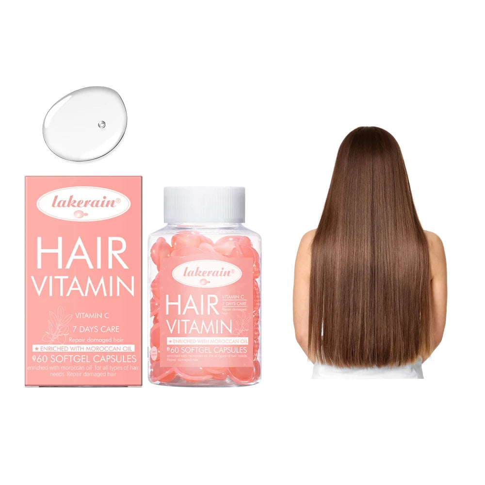 Hair Treatment Serum&Hair care capsules Comfort Hair Care Vitamin Oil Multi-functional Strengthening Smoothing Hair Care Liquid Peaceful Pleasures Health and Wellness 5pink
