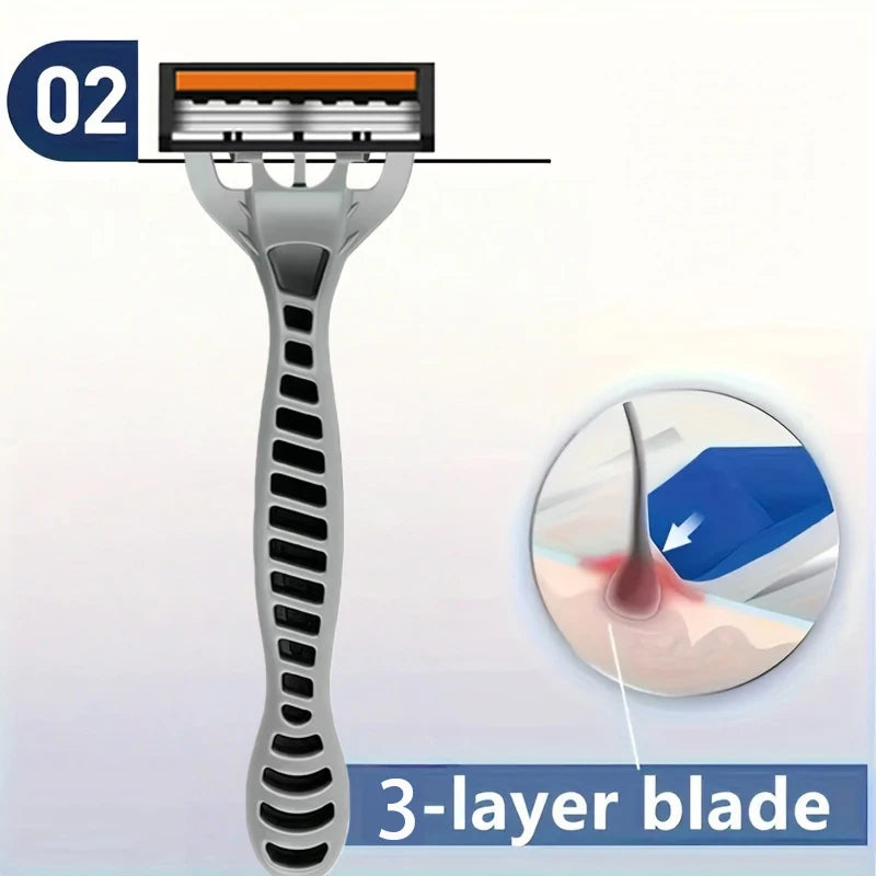 Men's 3-Blade Stainless Steel Manual Razor | Home & Travel