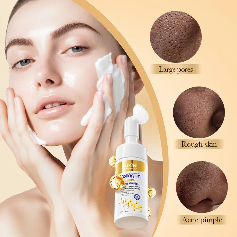 SADOER Collagen Facial Cleanser for Anti Wrinkle Deep Cleaning Mousse Nourishing Moisture Skin Care 120ml Peaceful Pleasures Health and Wellness