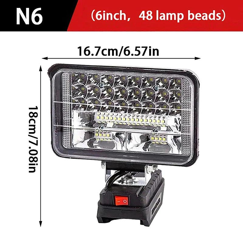 HOMEFISH For Makita 18V Li-ion Battery LED Work Light 3/4 Inch Flashlight Portable Emergency Flood Lamp Camping Lamp Peaceful Pleasures Health and Wellness only 6inch light