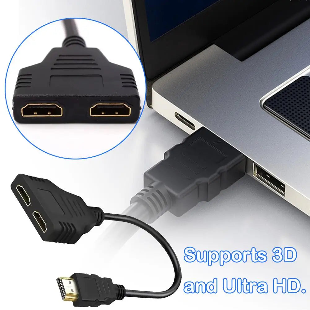4K HDMI Splitter Adapter – 1 Male to 2 Female, 1080P/4K UHD Compatible, 30cm Cable Peaceful Pleasures Health and Wellness