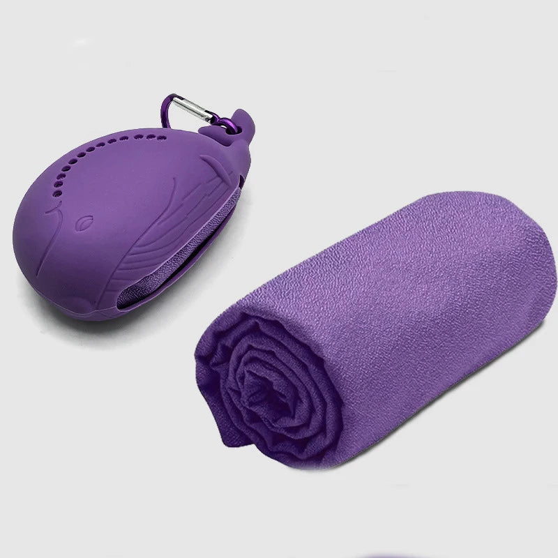 Cute Little Whale Sports Quick-drying Towel Cold Sensation Towel Sweat-absorbing Portable Silicone Towel for The Gym Peaceful Pleasures Health and Wellness Purple 30x80cm