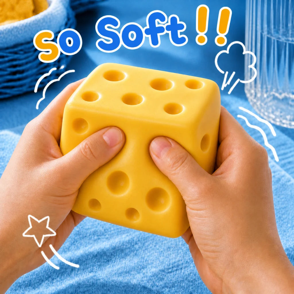 1pc Simulation Cheese Squishy Stress Relief Toy 7cm Stress Relief Toy Birthday Gift for Friends Couples Family Office Party Peaceful Pleasures Health and Wellness Yellow 7cm
