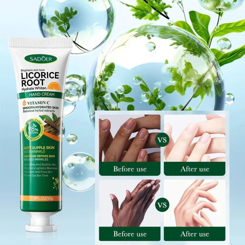 Licorice Hand Cream Moisturizing Brightening Smoothing Hand Skin Preventing Dryness Cracking Nourishing Autumn Winter Hand Cream Peaceful Pleasures Health and Wellness