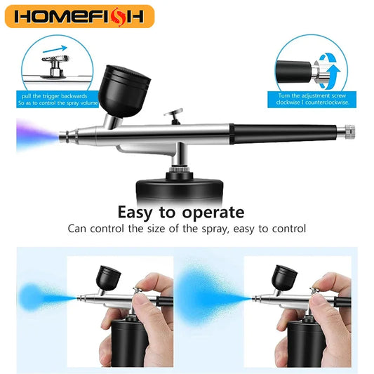 HOMEFISH Airbrush Painting Mini Spray Gun for Painting Wireless Electric Paint Gun Airbrush Kit with Compressor Peaceful Pleasures Health and Wellness