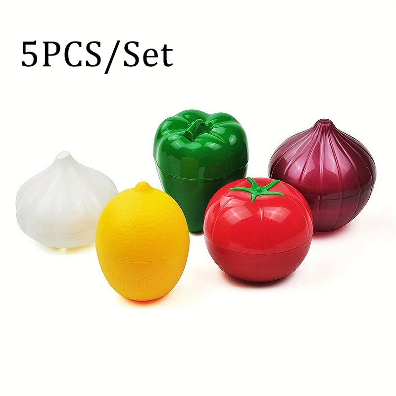 5pcs Food Savers Avocado Keepers Storage Container for Onion Lemon Pepper Tomato Garlic Creative Kitchen Refrigerator Gadget Peaceful Pleasures Health and Wellness 5pcs XXL 1-tier