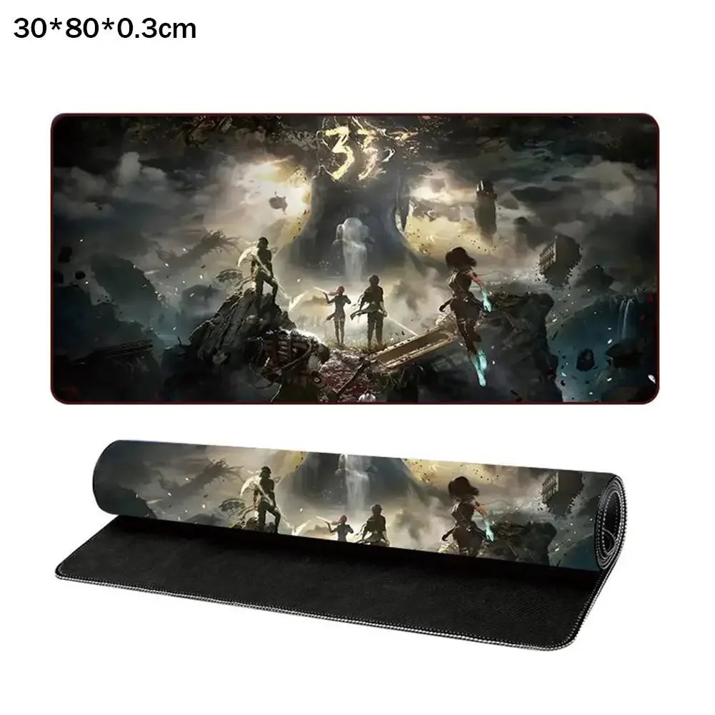 Hot Game Clair Obscur Expedition 33 gamer Keyboard Mouse Mat 30*80/30*60cm Large Gamer Mousepad PC Desk Mat Gaming Accessories Peaceful Pleasures Health and Wellness 01 80cm