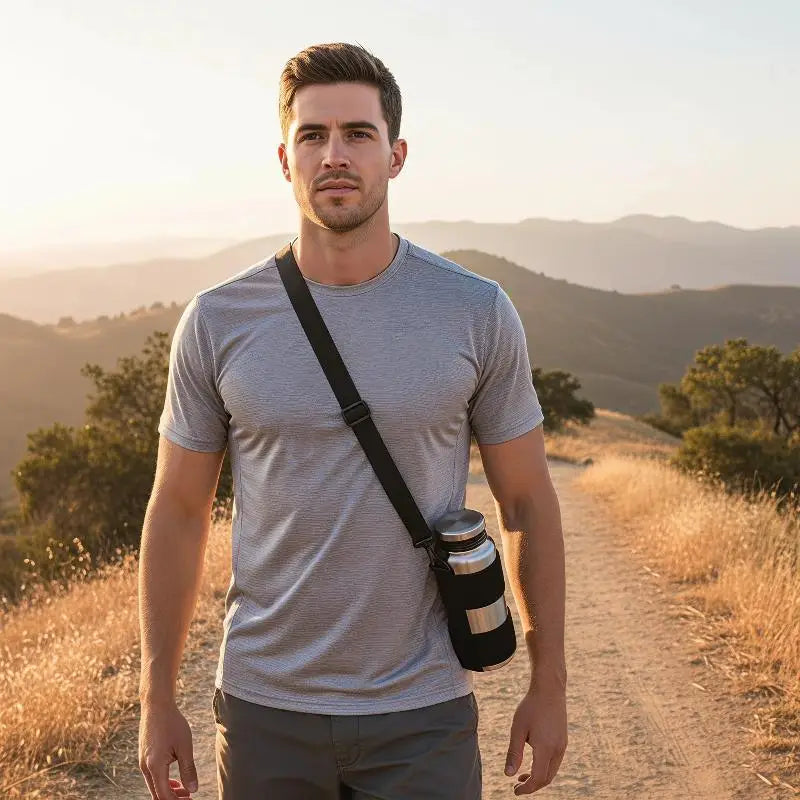 Water Bottle Sling Carrier – Adjustable Nylon Shoulder Strap