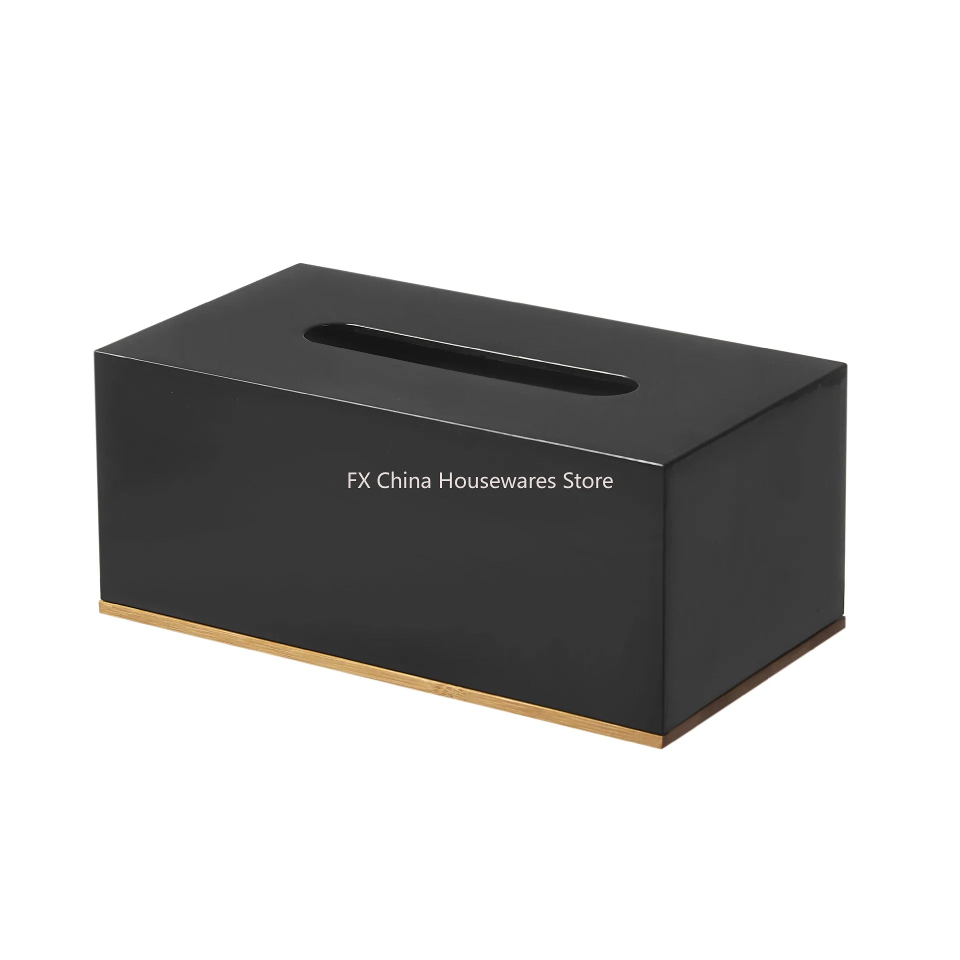 Stylish Plastic Tissue Box with Bamboo Base Desktop Organizer for Living Room Home Office Coffee Table Bathroom Use Peaceful Pleasures Health and Wellness Black