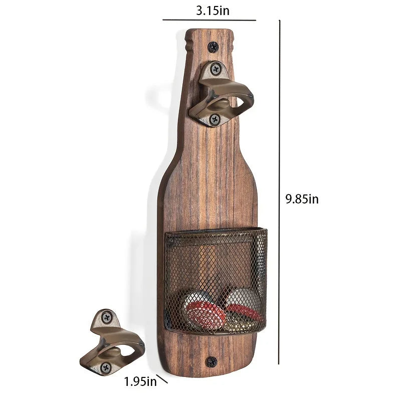 Wall Mounted Beer Bottle Opener Creative Bottle Cap Catcher Decorative Kitchen Bar Accessory Storage Tool for Home Wall Decor Peaceful Pleasures Health and Wellness
