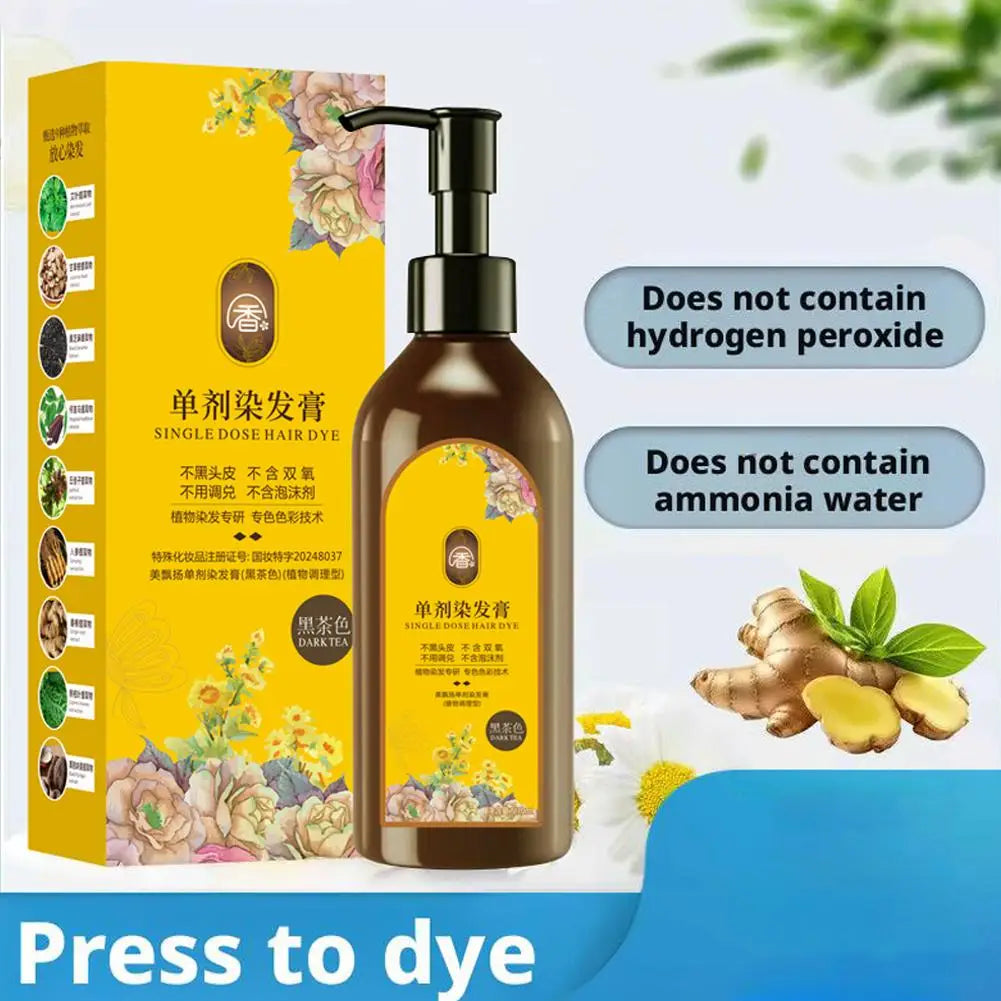 Plant-Based Hair Color Shampoo 210ml – Nourishing Floral Fragrance Hair Dye for Gray Coverage & Vibrant Color Peaceful Pleasures Health and Wellness