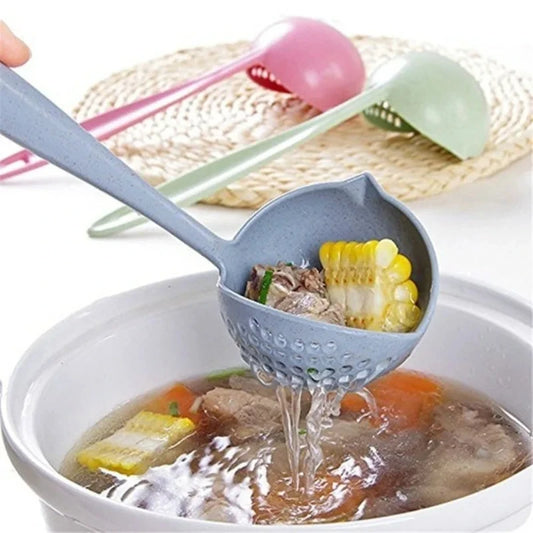2-in-1 Long Handle Soup Spoon & Strainer Colander Ladle Colander Spoon Peaceful Pleasures Health and Wellness