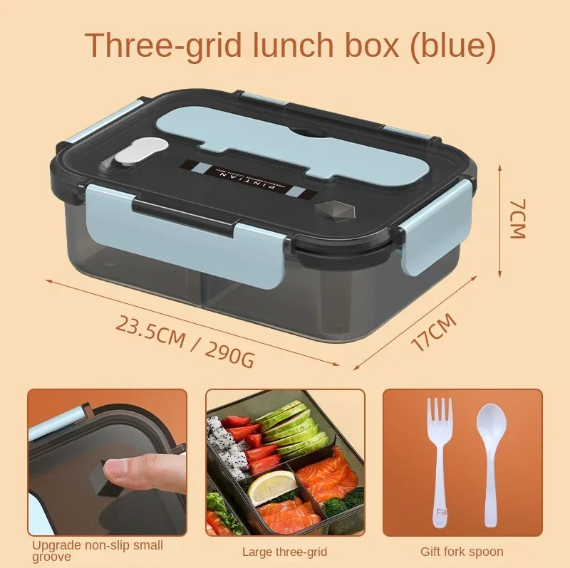 Transparent Lunch Box for Kids Food Storage Container with Lids Leak-Proof Microwave Food Warmer Snacks Bento Box Japanese Style Peaceful Pleasures Health and Wellness blue 1500ML