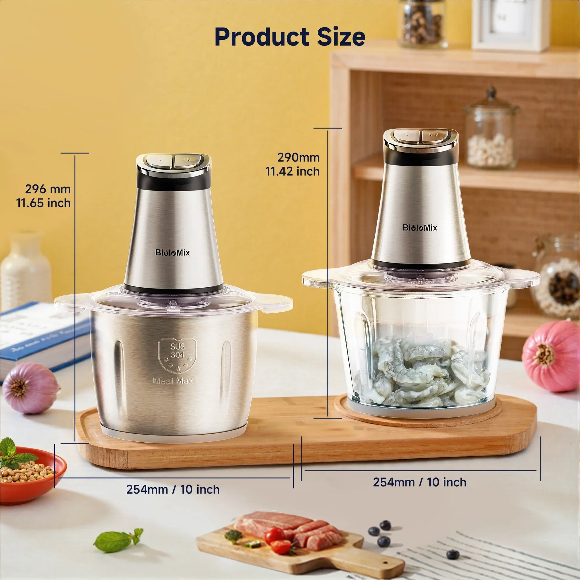 BioloMix Mini Electric Food Chopper 300W – Dual Bowl Food Chopper Peaceful Pleasures Health and Wellness