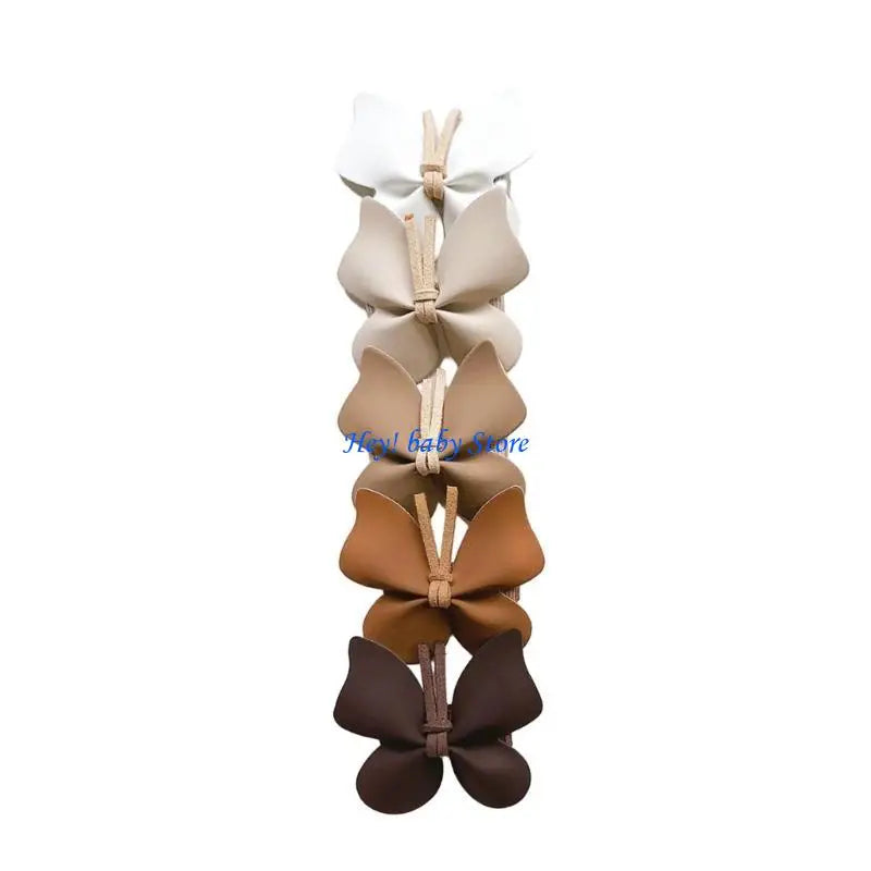5-Pack Girls PU Leather Butterfly Hair Clips & Hairpins