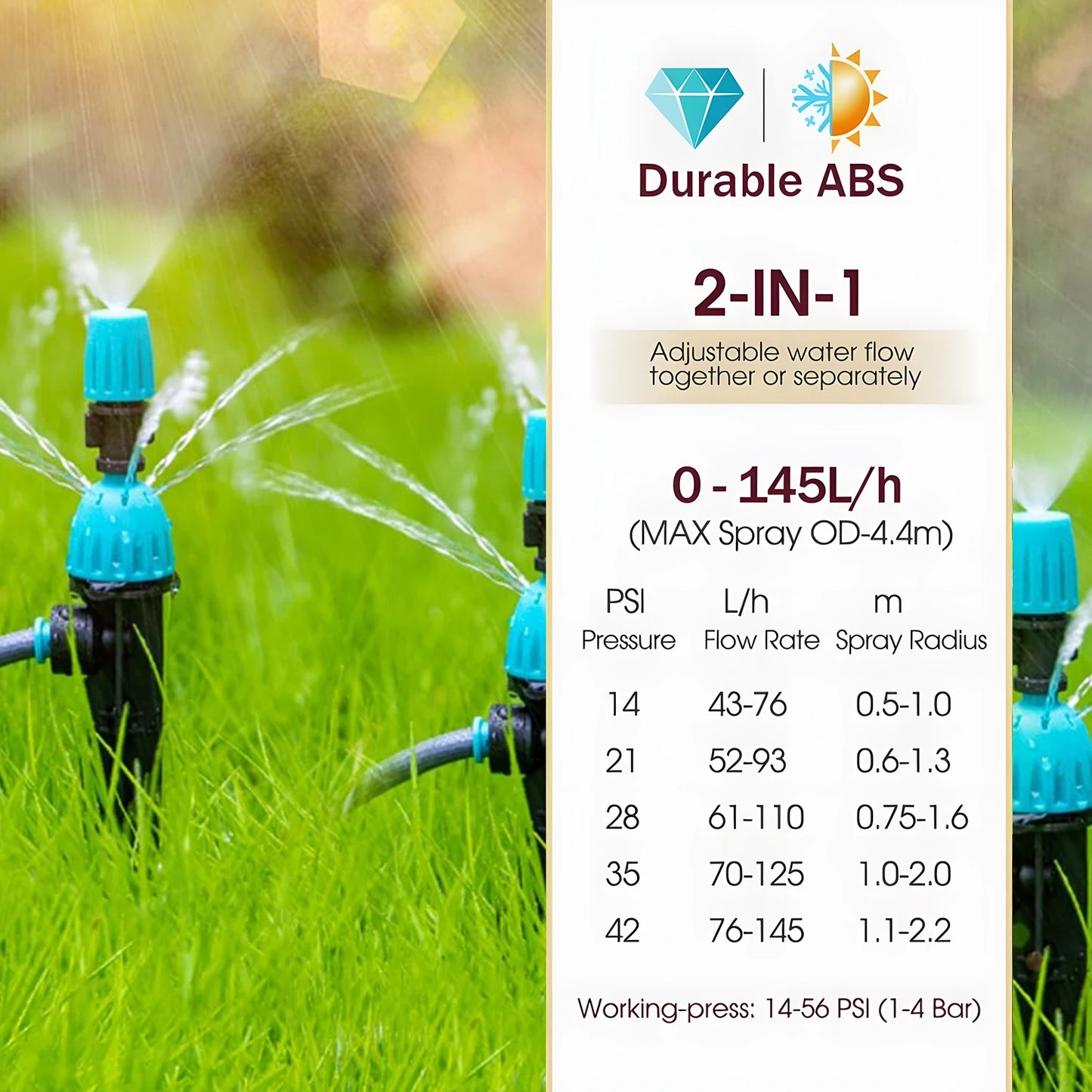 3/8" Garden Irrigation Watering System 12mm PE Hose 360° Adjustable 2-in-1 Misting Quick Connect Sprinkler Micro Dripper Sprayer Peaceful Pleasures Health and Wellness