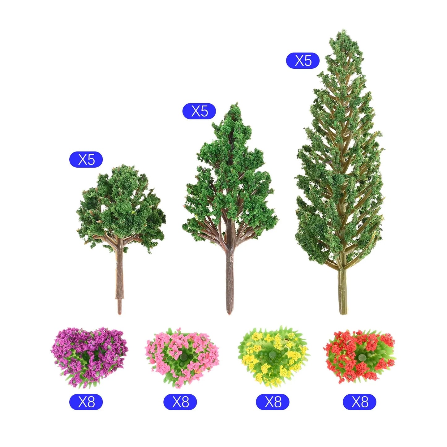 47-Piece Miniature Flower & Tree Set – DIY Landscape Models