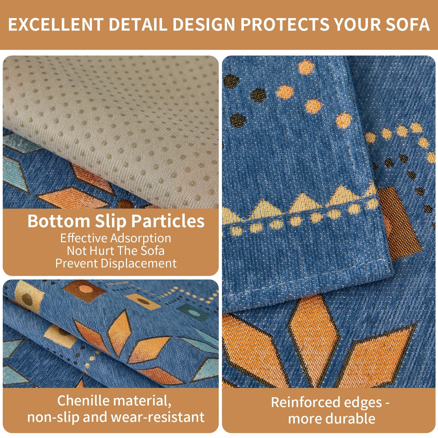 Boho Chenille Couch Sofa Covers Geometric Decor for Sofa Seater Non Slip Sectional l Shaped Furniture Protector for Home Room Peaceful Pleasures Health and Wellness
