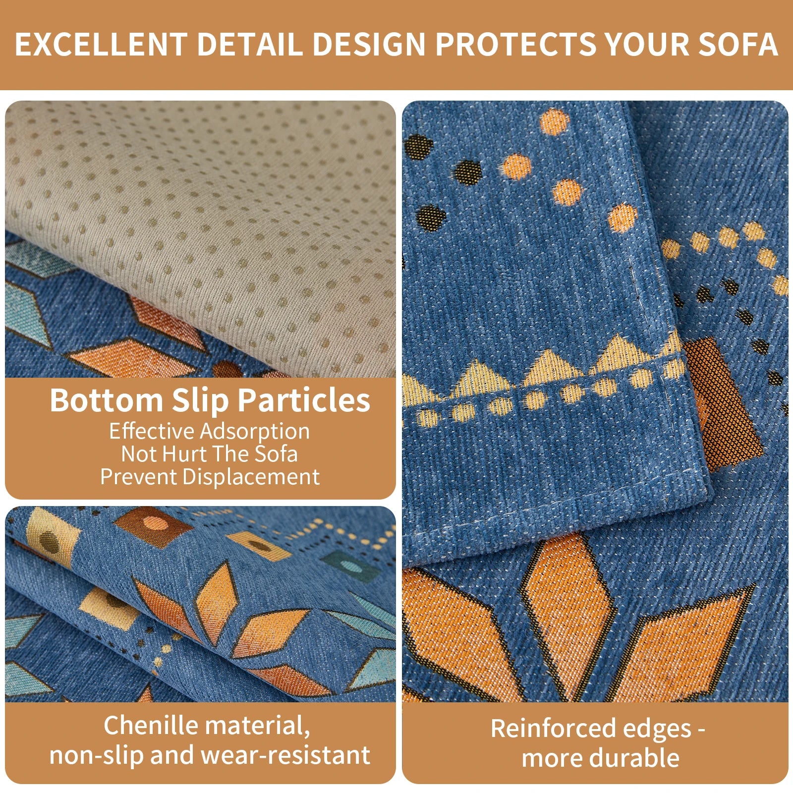 Boho Chenille Couch Sofa Covers Geometric Decor for Sofa Seater Non Slip Sectional l Shaped Furniture Protector for Home Room Peaceful Pleasures Health and Wellness
