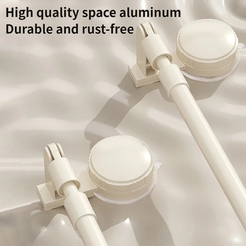 No-Drill Telescopic Clothes Drying Rack | Suction Cup Hooks