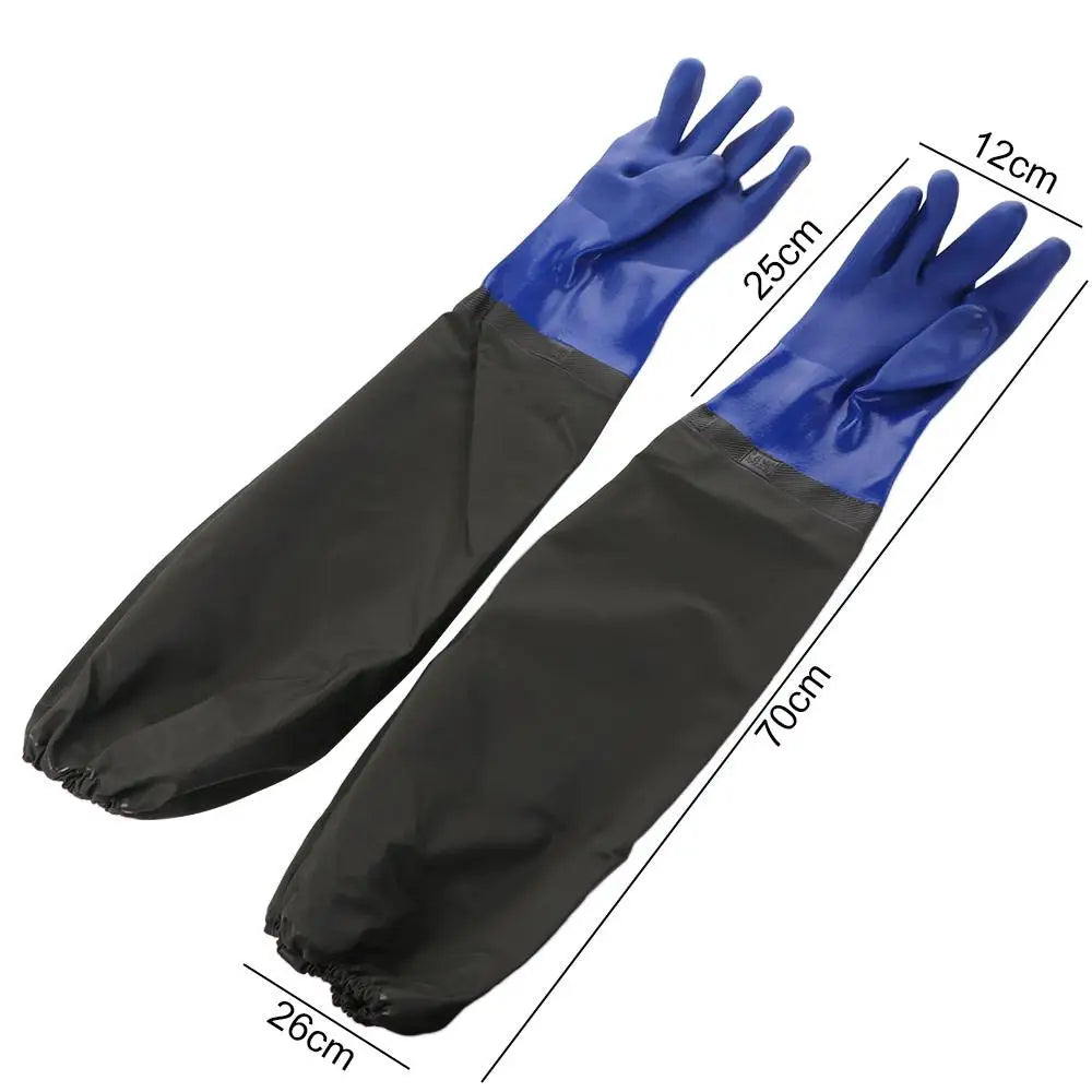 1 Pair Lengthened Labor Protection Waterproof Gloves Chemical Resistant Reusable Rubber Glove Wear-Resistant Thickened Peaceful Pleasures Health and Wellness