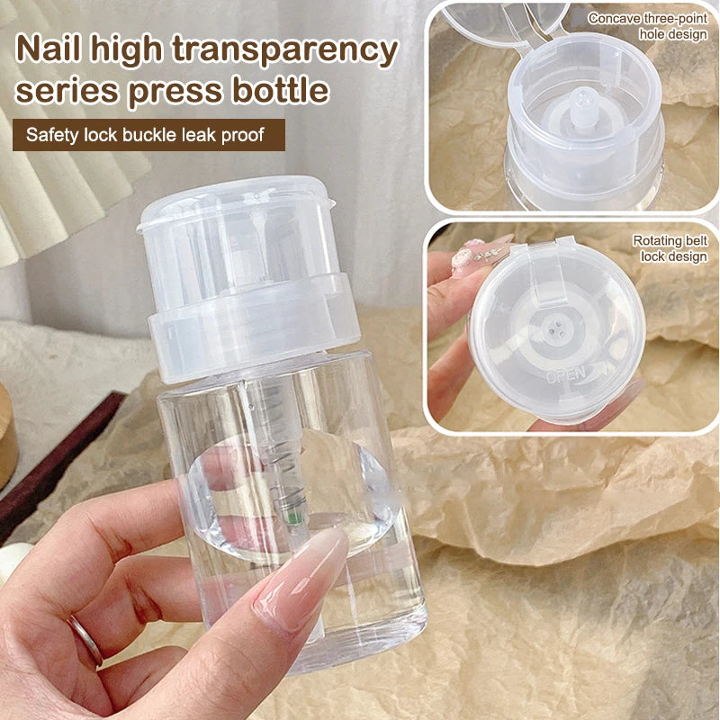 Nail Refillable Bottles Empty Press Pump Dispenser Nail Art Polish Remover Cleaner Makeup Bottle Manicure Tool Peaceful Pleasures Health and Wellness