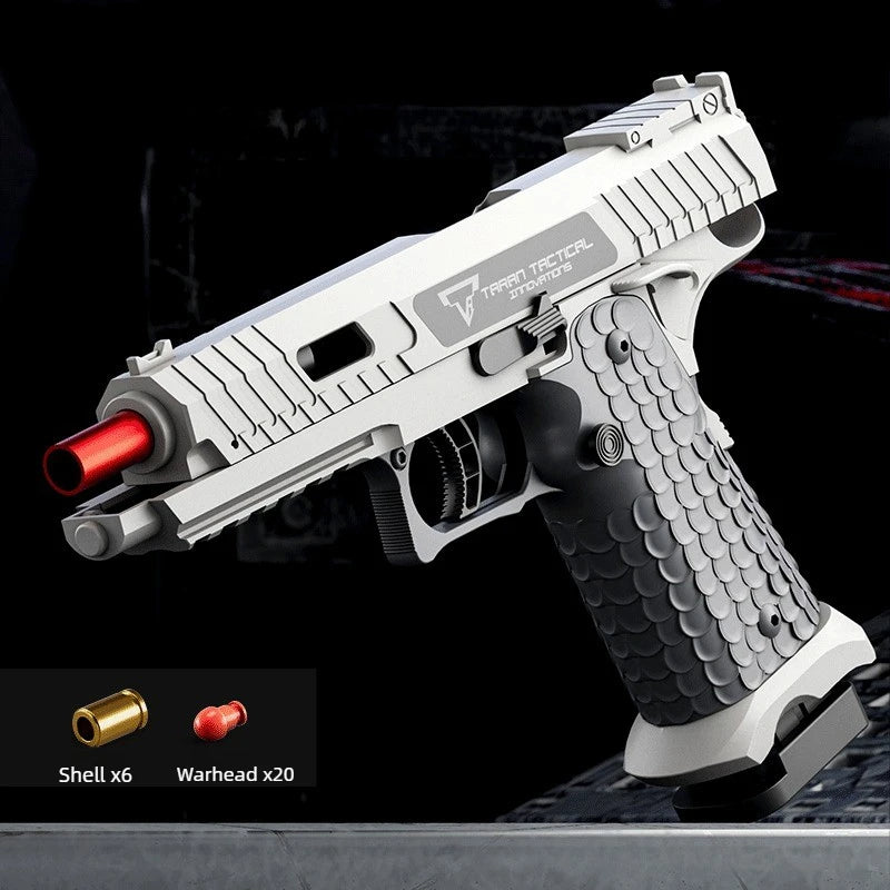 Csnoobs 2011 Continuous Shooting Throwing Shell Toy Gun Radish Gun Revolver Empty Shell Outdoor Game Birthday Gift Peaceful Pleasures Health and Wellness 2011-White