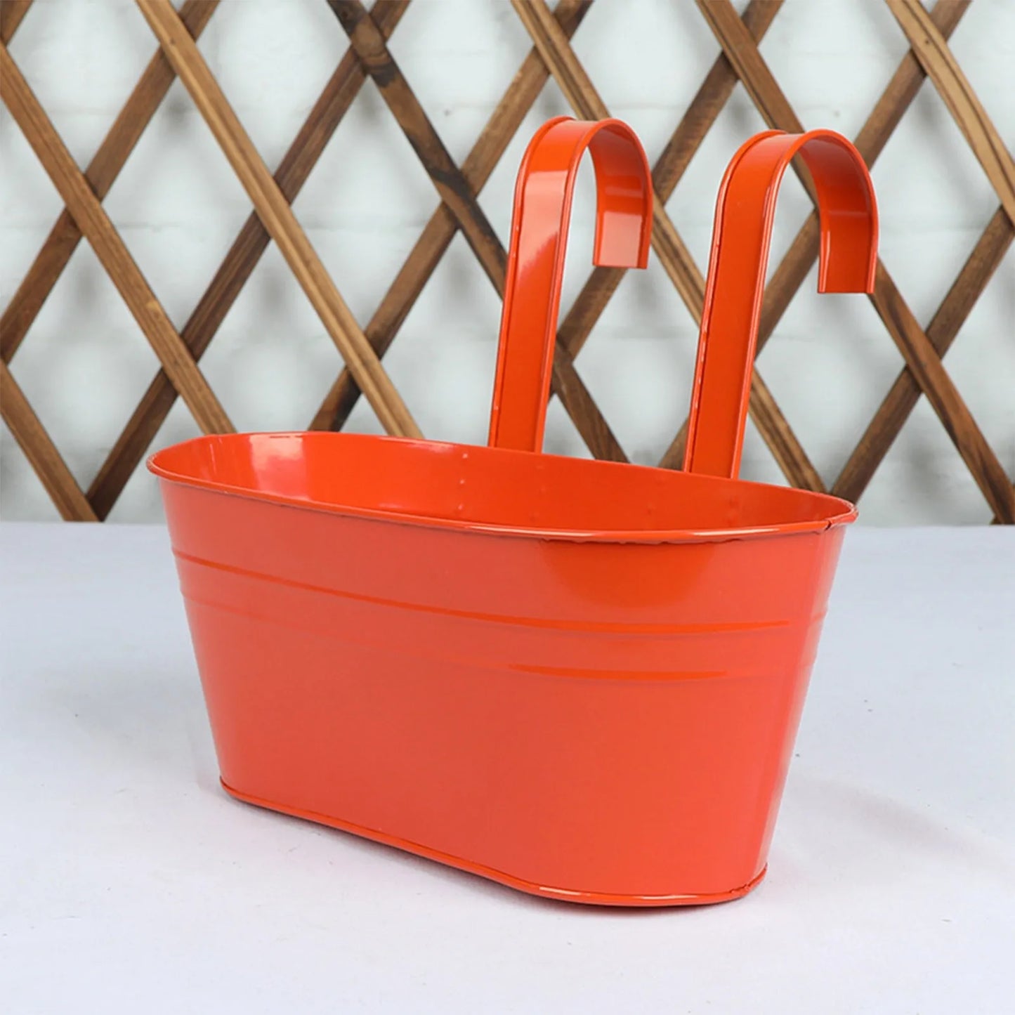 Metal Hanging Flower Pot – Balcony Fence Planter with Hook