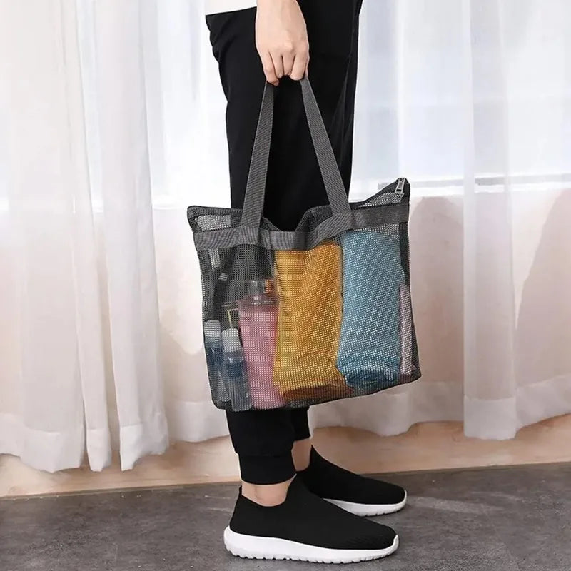 Mesh Beach Tote Bag with Zipper | Quick Dry Shoulder Bag