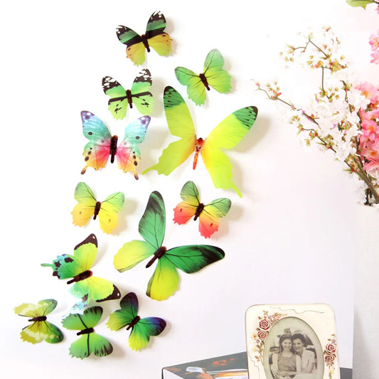 3D Butterfly Wall Stickers 12-Pack – Rainbow PVC Decals Wall Decal Stickers Oasis Select Green