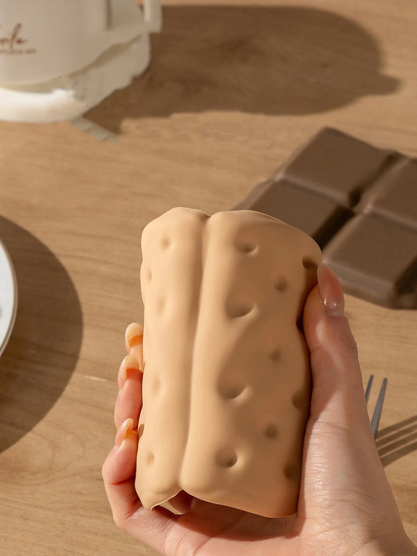 1Pcs Chocolate Shaped Silicone Coaster Thickened Anti-scalding Cookie Shaped Coaster Unique Creative Table Mat Coffee Peaceful Pleasures Health and Wellness