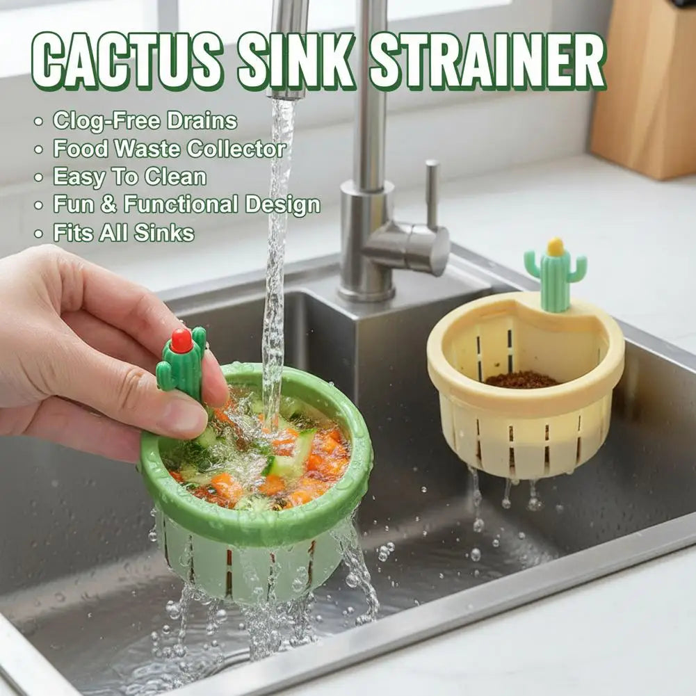 1／２pcs Cactus Sink Drain Strainer Press Automatic Dumping Basket Multi-functional Use Filter Net for Tub Kitchen Waste Collector Peaceful Pleasures Health and Wellness