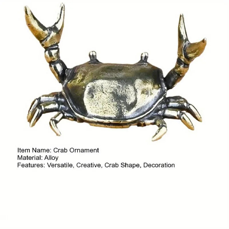 Pure Brass Crab Figurine | Metal Animal Statue Home Decor